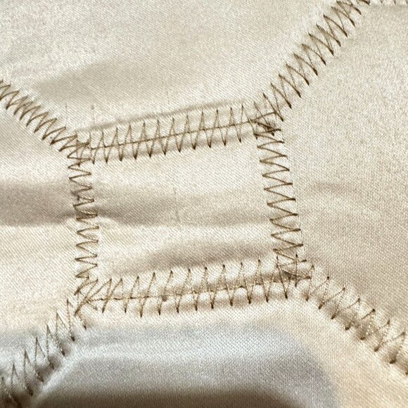 Throw Pillow 21x21 Geometric Stitching West Lake Home Duck Feather Beige Satin - Picture 9 of 12